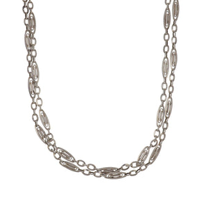 French Victorian 800 Silver Fancy Link Longuard Chain