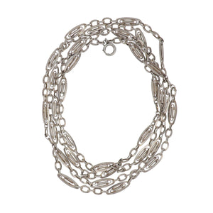 French Victorian 800 Silver Fancy Link Longuard Chain