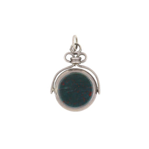 English Victorian Sterling Silver Bloodstone and Carnelian Swivel Fob