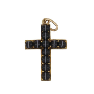 Victorian 14K Gold Banded Agate Cross Pendant