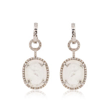 Load image into Gallery viewer, Estate Mazza 14K White Gold Venetian Glass and Diamond Earrings
