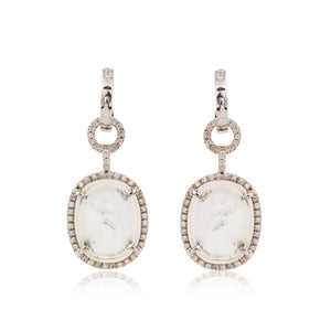 Estate Mazza 14K White Gold Venetian Glass and Diamond Earrings