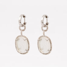 Load image into Gallery viewer, Estate Mazza 14K White Gold Venetian Glass and Diamond Earrings
