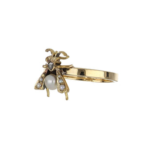 Bespoke Victorian 14K Gold Gemset Fly Ring