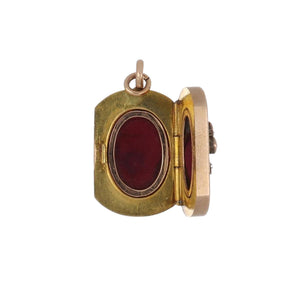 Victorian 14K Rose Gold Locket with Ruby, Diamond and Sapphire
