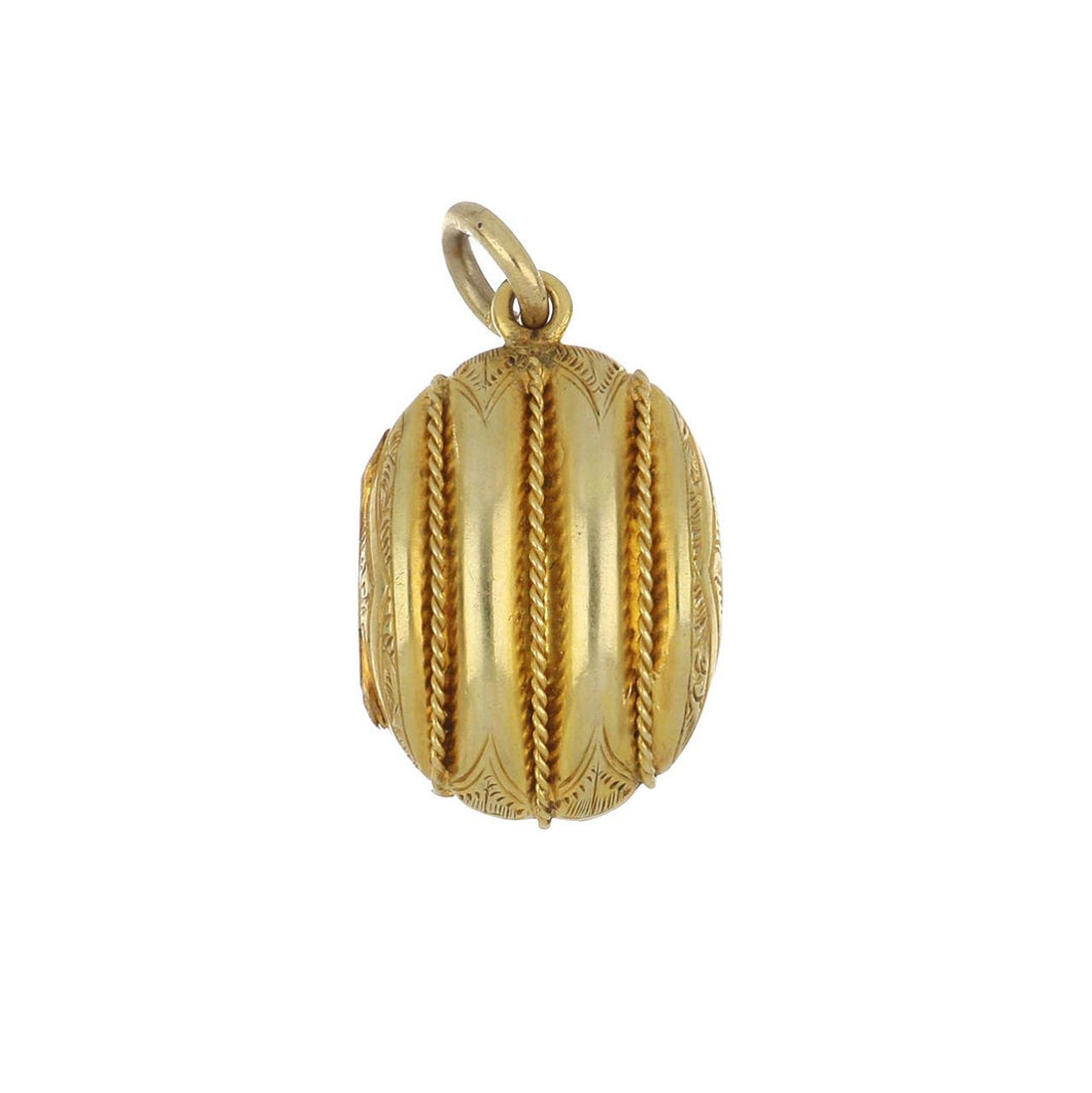 Victorian 14K Gold Oval Locket with Twist Detail