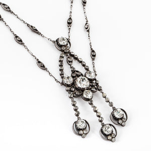 Antique Sterling Silver Paste Swag Necklace