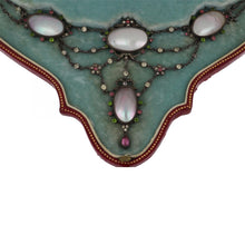 Load image into Gallery viewer, Edwardian Silver Multicolored Paste and Coque de Perle Festoon Suffragette Necklace
