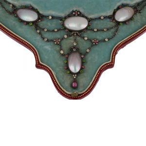 Edwardian Silver Multicolored Paste and Coque de Perle Festoon Suffragette Necklace