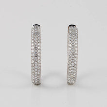 Load image into Gallery viewer, 18K White Gold Pavé Diamond Hoop Earrings
