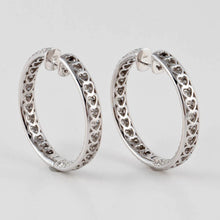 Load image into Gallery viewer, 18K White Gold Pavé Diamond Hoop Earrings
