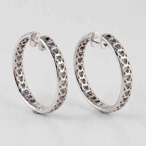 18K White Gold Pavé Diamond Hoop Earrings