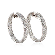 Load image into Gallery viewer, 18K White Gold Pavé Diamond Hoop Earrings
