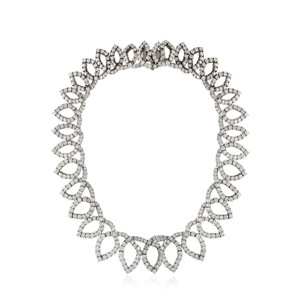 Vintage 18K White Gold Diamond Necklace