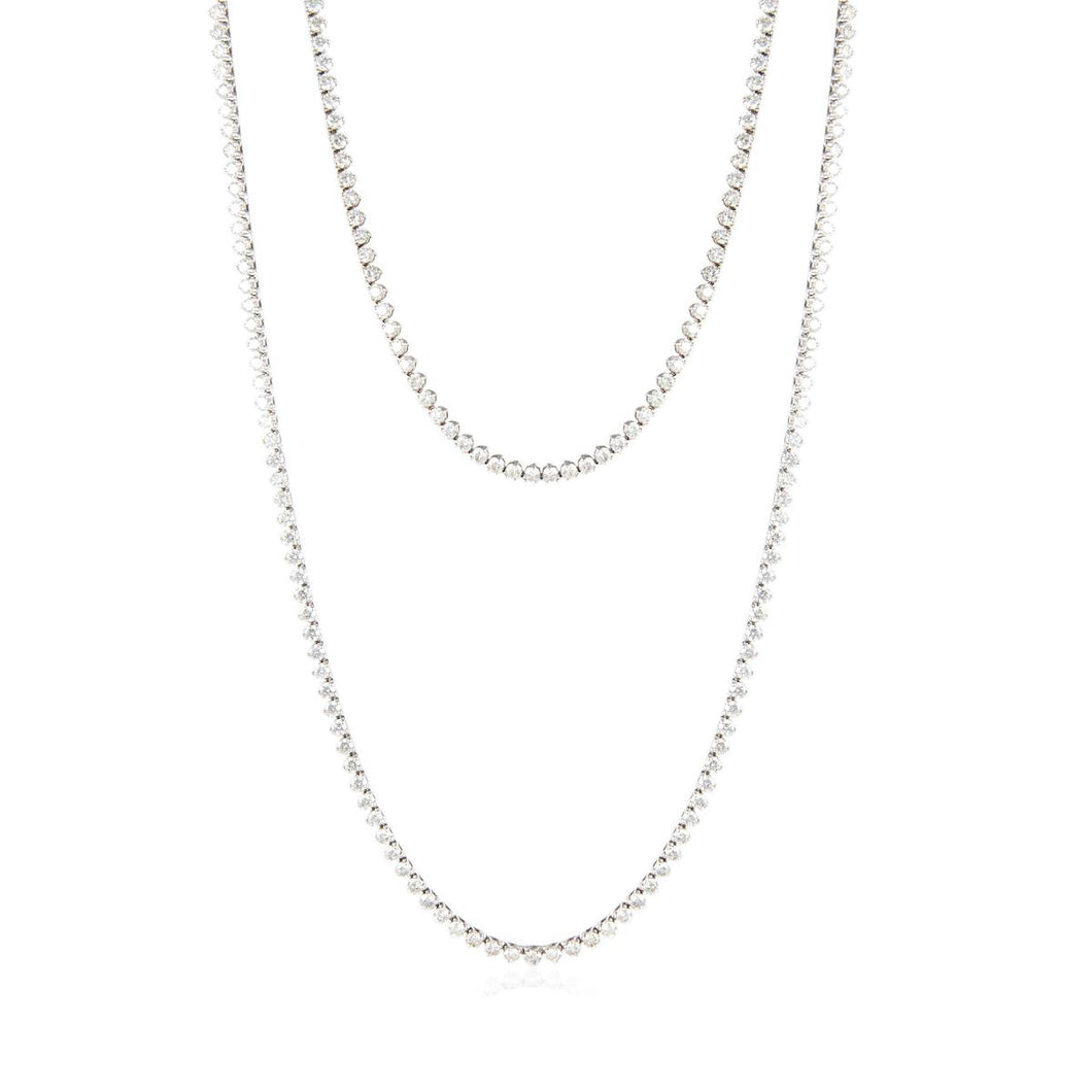 18K White Gold Long Diamond Riviera Necklace