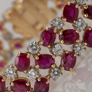 Estate Oscar Heyman 18K Gold Ruby and Diamond Bracelet