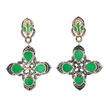 Load image into Gallery viewer, Zorab 18K Gold and Palladium Jade Dangle Earrings with Black and White Diamonds
