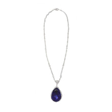 Load image into Gallery viewer, Important Estate 18K White Gold Fancy-Shape Diamond Chain with Removable Oversize Pear-Shape Tanzanite and Diamond Pendant
