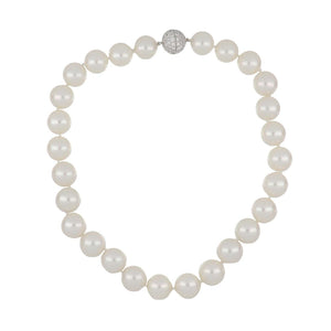 Cultured South Sea Pearl Necklace with Platinum Diamond Ball Clasp