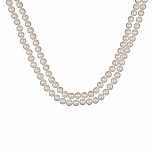 Estate Akoya Pearl Double Strand 18K Gold Necklace