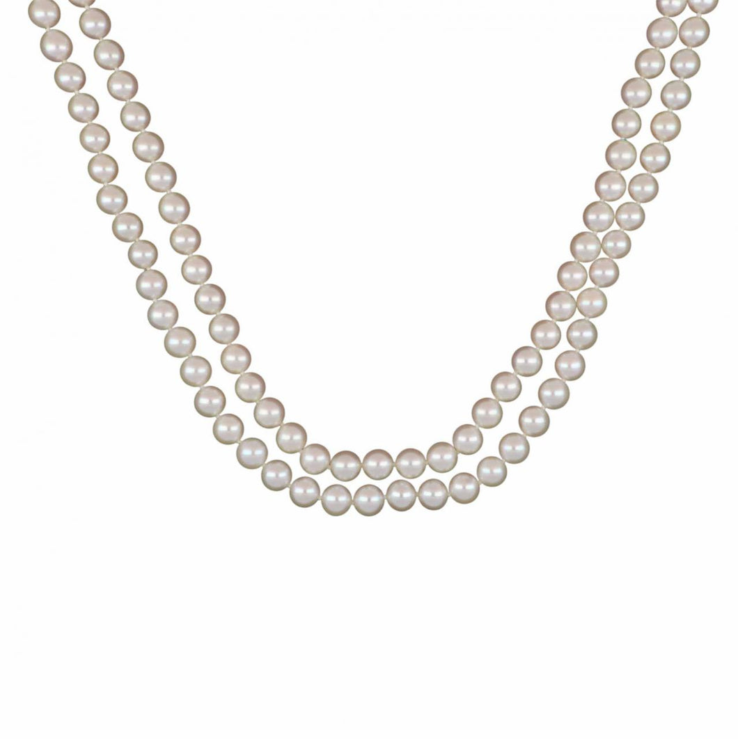 Estate Akoya Pearl Double Strand 18K Gold Necklace