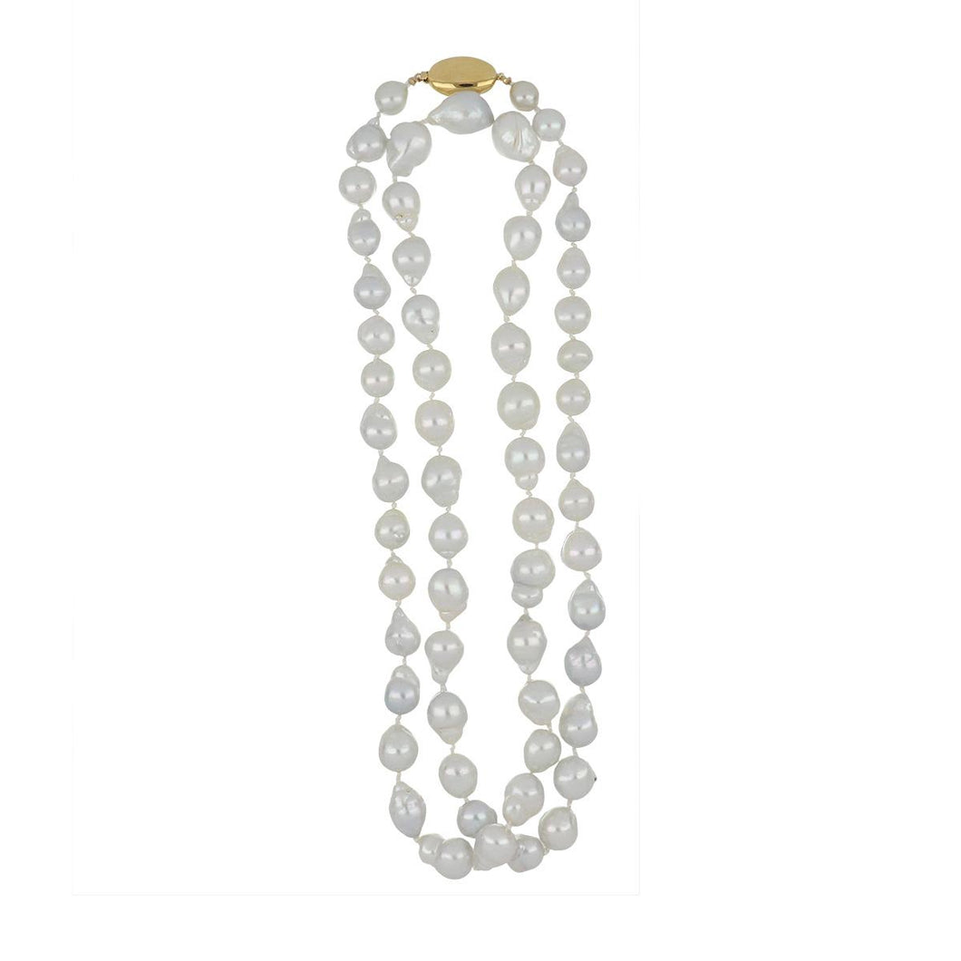 Estate 18K Gold Silver-White Baroque South Sea Pearl Necklace