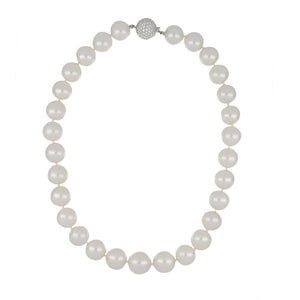 Estate South Sea Pearl Necklace with 18K White Gold Diamond Clasp