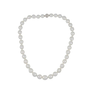 Estate Mikimoto 18K White Gold Graduated Semi-Baroque Pearl Necklace