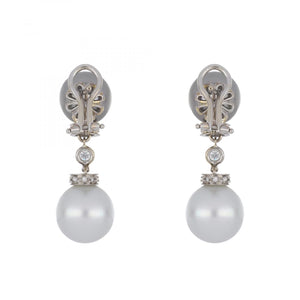 18K White Gold Tahitian and South Sea Pearl Earrings