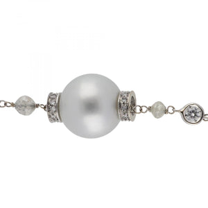 18K White Gold South Sea Pearl Necklace with Diamonds