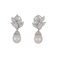 Load image into Gallery viewer, Mid-Century Platinum Day/Night Pearl Drop Earrings
