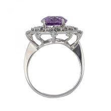 Load image into Gallery viewer, Vintage 1990s 14K White Gold Amethyst and Diamond Ring
