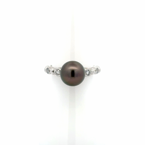 Mikimoto 18K White Gold Tahitian Pearl Ring