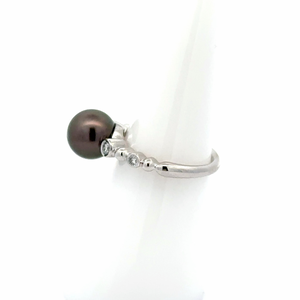 Mikimoto 18K White Gold Tahitian Pearl Ring