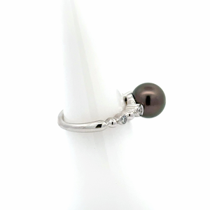 Mikimoto 18K White Gold Tahitian Pearl Ring