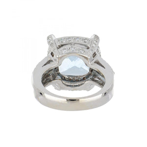 Charles Krypell 18K White Gold Aquamarine Ring