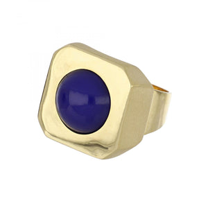 Vintage 1970s 18K Gold Chalcedony Ring