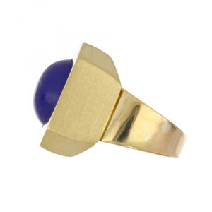 Vintage 1970s 18K Gold Chalcedony Ring