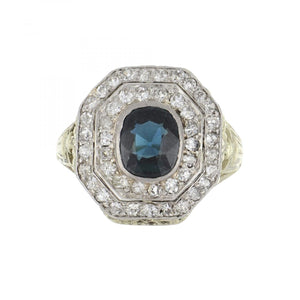 Art Deco Sapphire and Diamond Target Ring