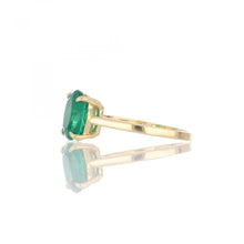 Load image into Gallery viewer, 18K Gold Emerald and Marquise Diamond Two Stone Ring
