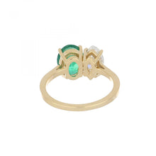 Load image into Gallery viewer, 18K Gold Emerald and Marquise Diamond Two Stone Ring
