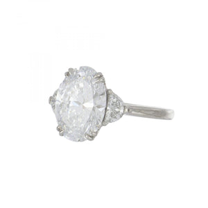 GIA 4.01 Carat Oval Diamond Platinum Engagement Ring