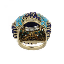 Load image into Gallery viewer, Mid-Century 18K Gold Lapis and Turquoise Ring
