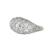 Load image into Gallery viewer, Important Art Deco Platinum Three Stone Round Diamond Engagement Ring
