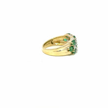 Load image into Gallery viewer, Vintage 1990s 14K Gold Emerald and Diamond Band
