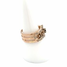 Load image into Gallery viewer, Victorian 14K Rose Gold Three Row Sapphire and Diamond Band
