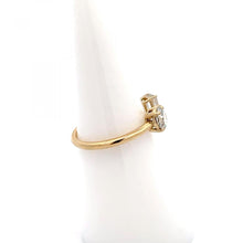 Load image into Gallery viewer, 18K Gold Two-Stone Round and Emerlad-Cut Diamond Ring
