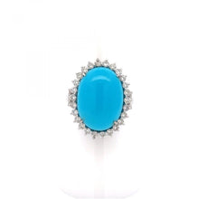 Load image into Gallery viewer, Maharaja 18K White Gold Turquoise Ring with Diamonds

