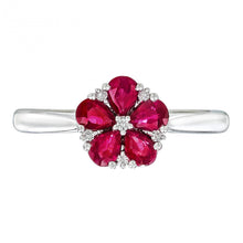 Load image into Gallery viewer, 18K White Gold Ruby Flower Ring
