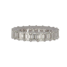 Load image into Gallery viewer, Platinum Emerald-Cut Diamond Buttercup Eternity Band
